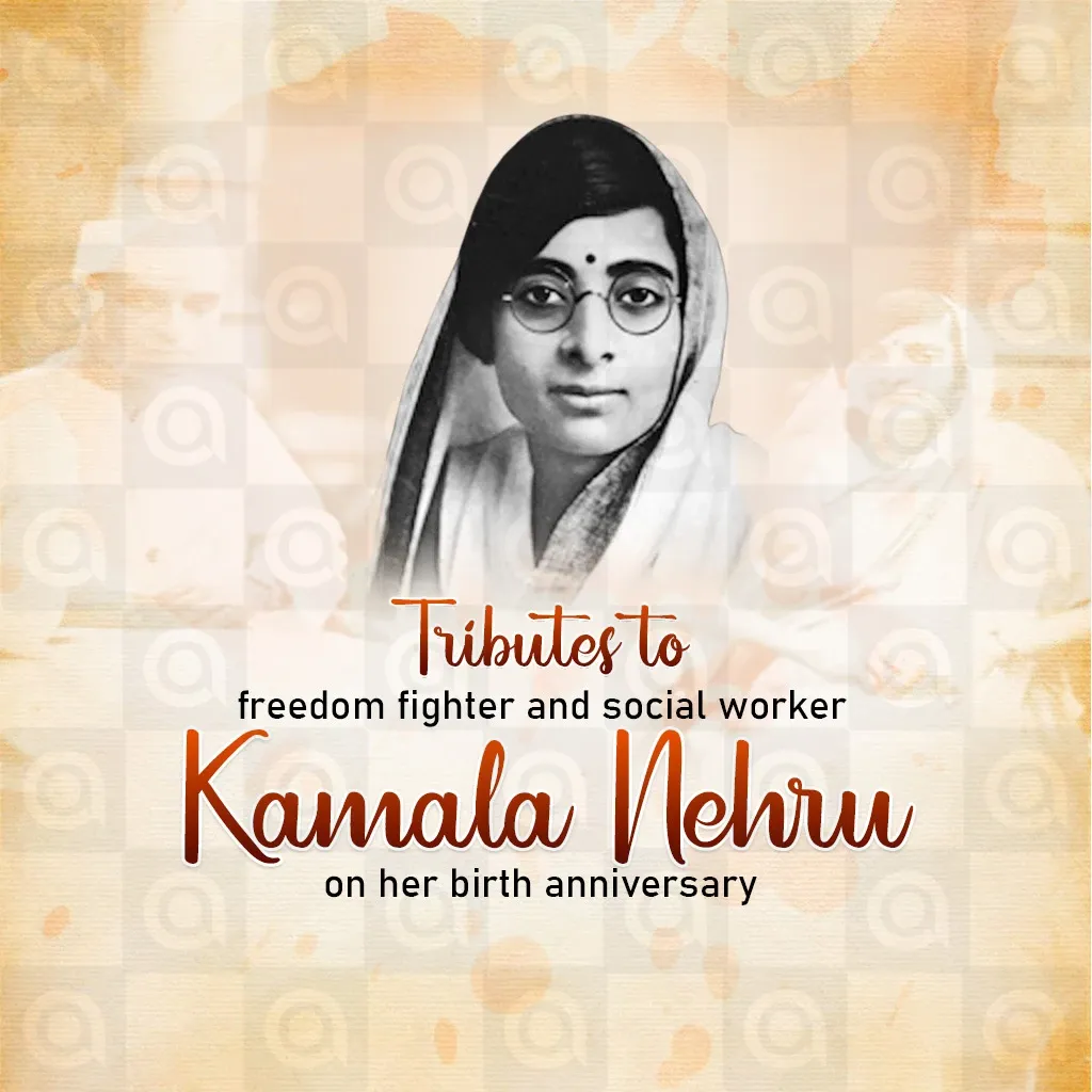 Kamala Nehru's birth anniversary Poster Template