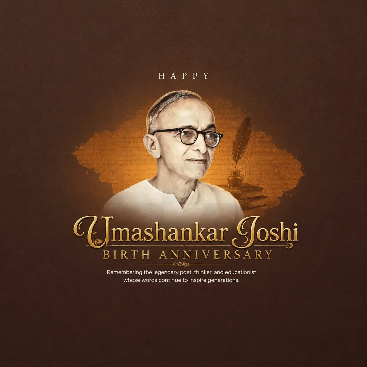 Umashankar Joshi Birth Anniversary Poster Template