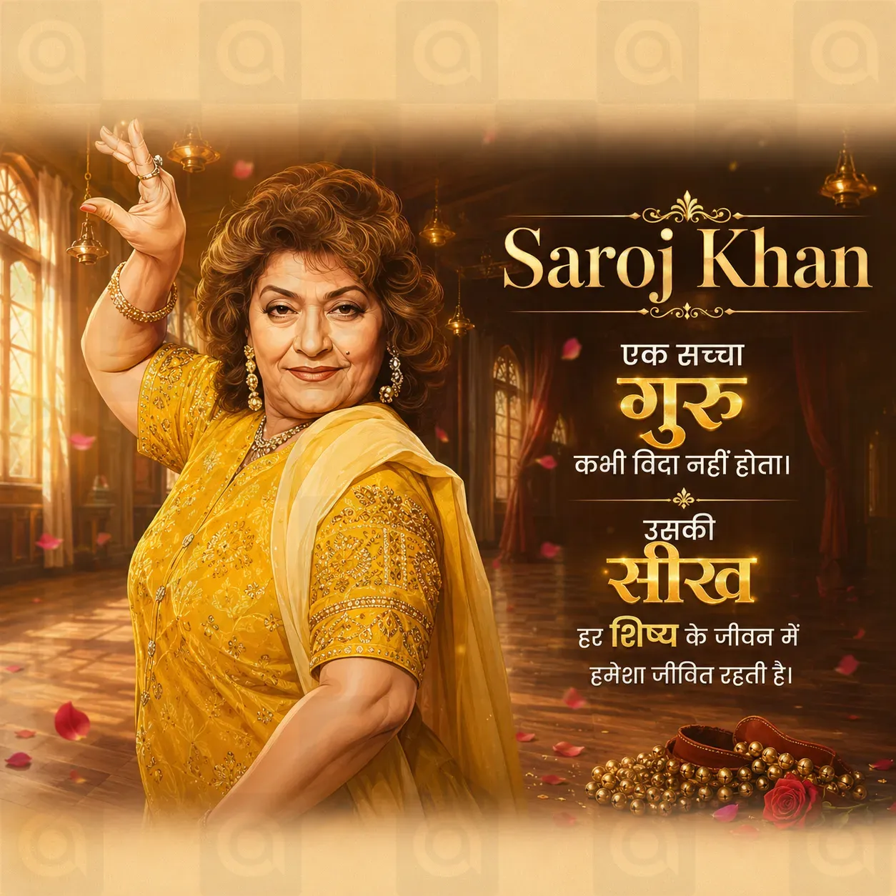 Saroj Khan Death Anniversary Poster Template - Design 3