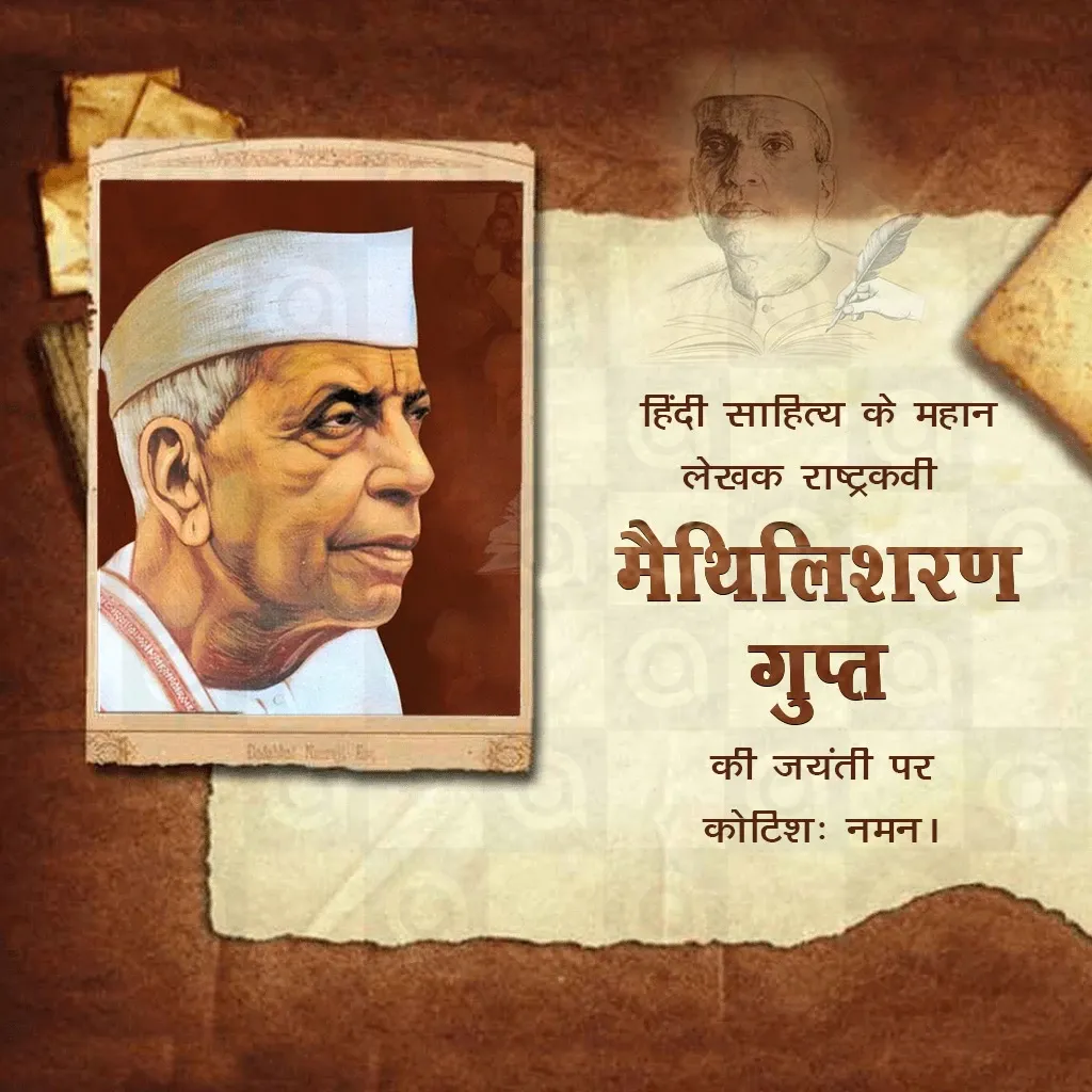 Maithili Sharan Gupt Jayanti Poster Template
