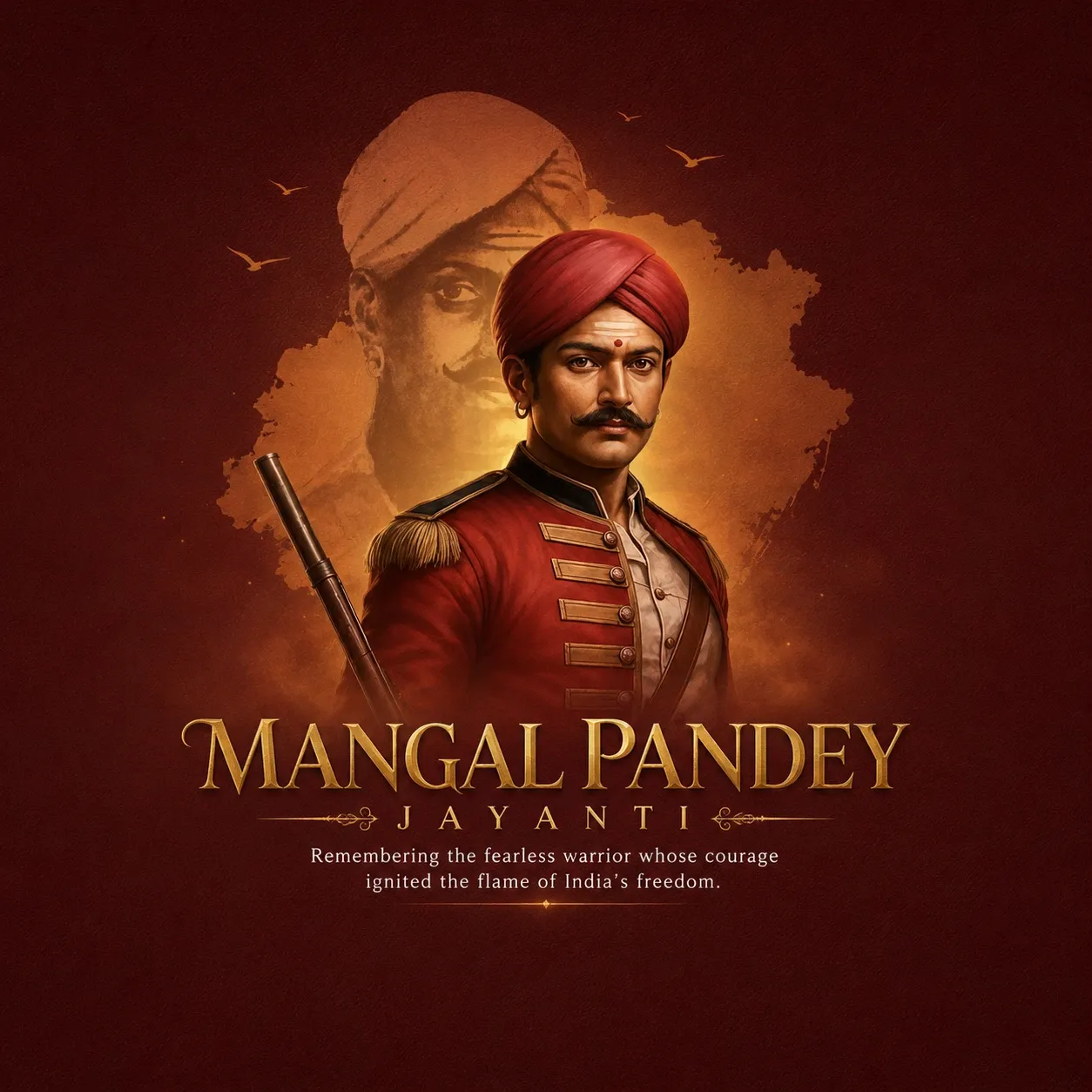 Mangal Pandey Jayanti Poster Template - Free Download