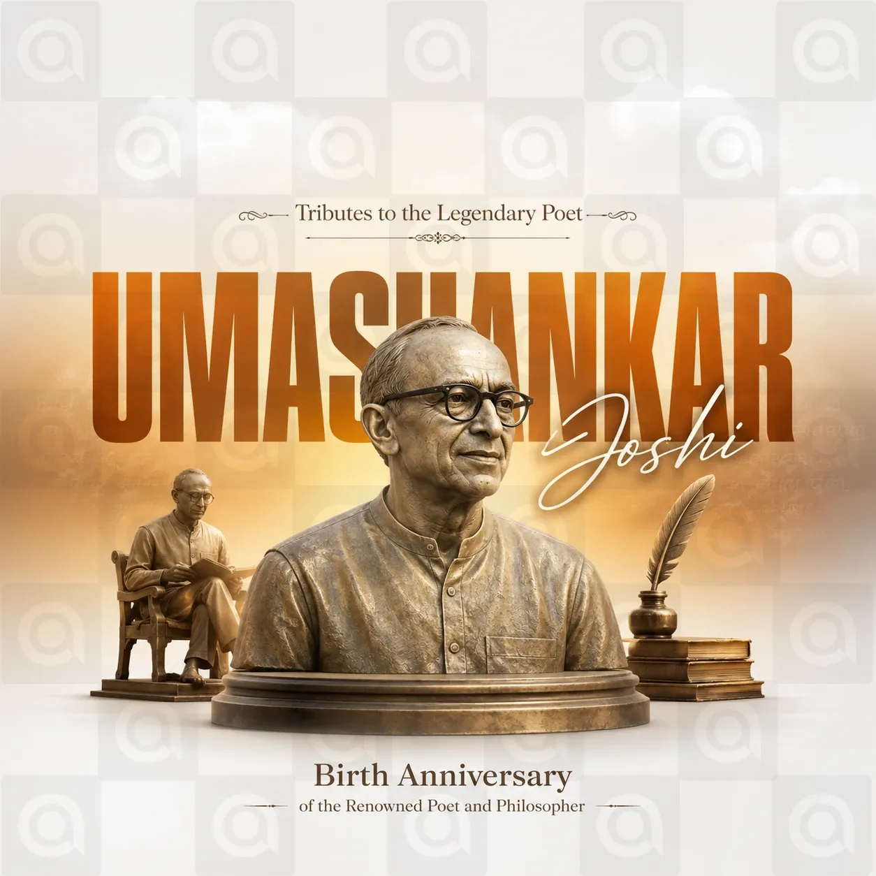 Umashankar Joshi Birth Anniversary Poster Template