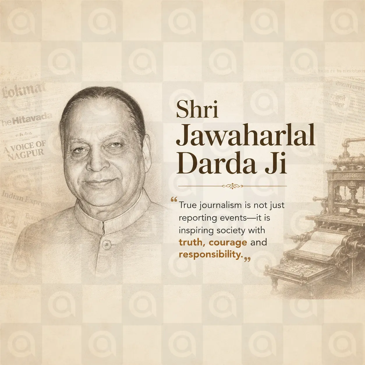 Shri Jawaharlal Darda Ji Poster Template