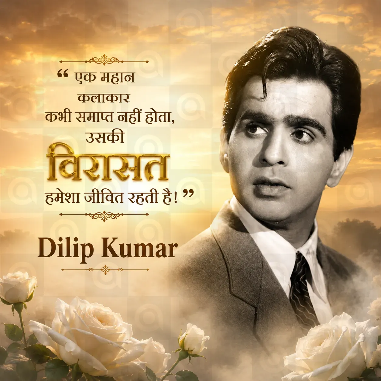 Dilipkumar Death Anniversary Poster Template - Free Download