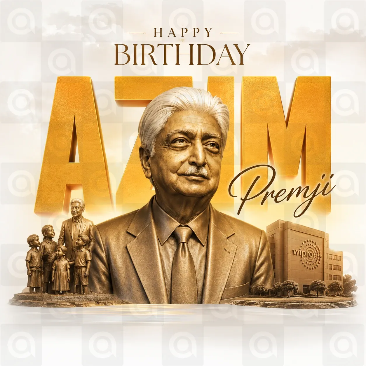 Azim Premji's birthday Poster Template