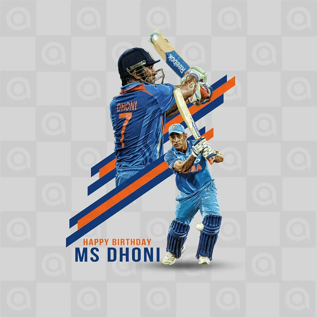 MS Dhoni Birthday Poster Template