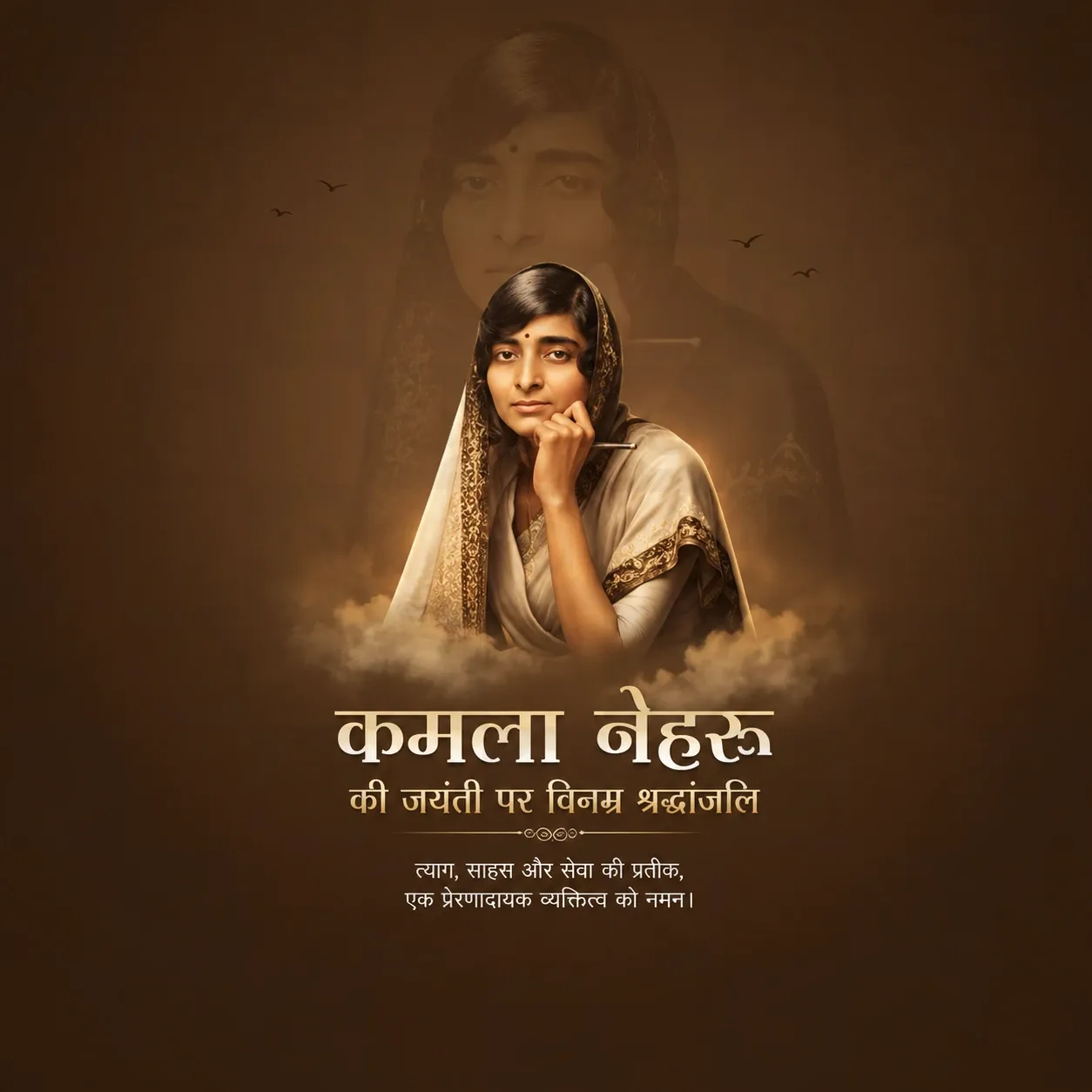 Kamala Nehru's birth anniversary Poster Template - Design 4