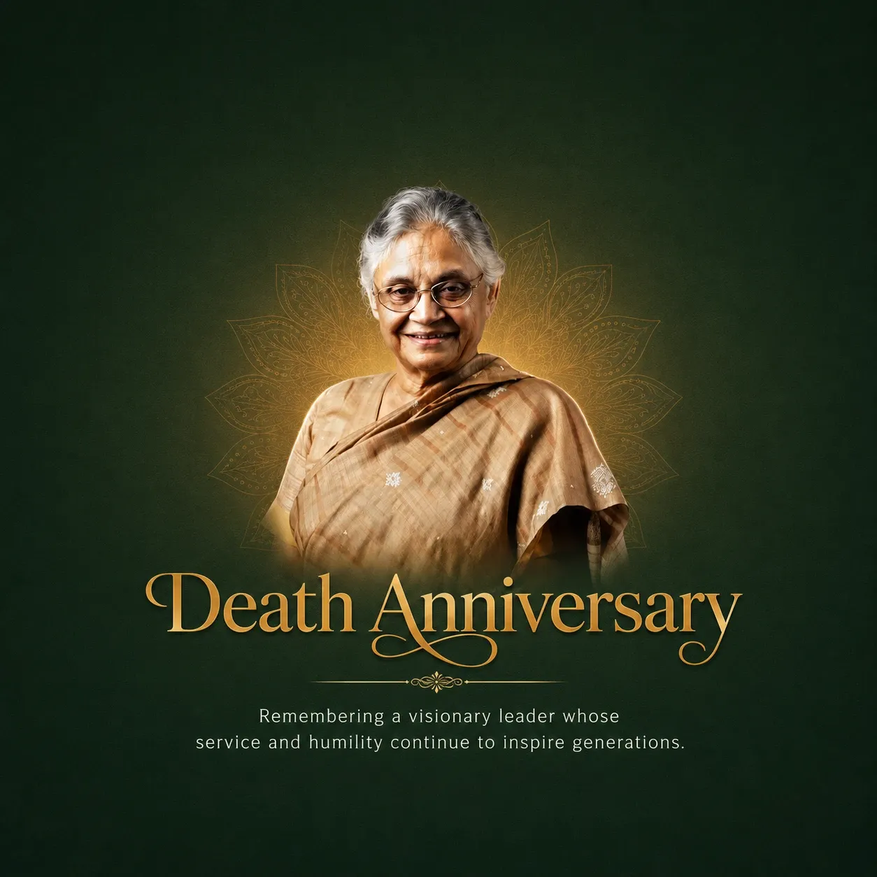Sheila Dikshit's death anniversary Poster Template