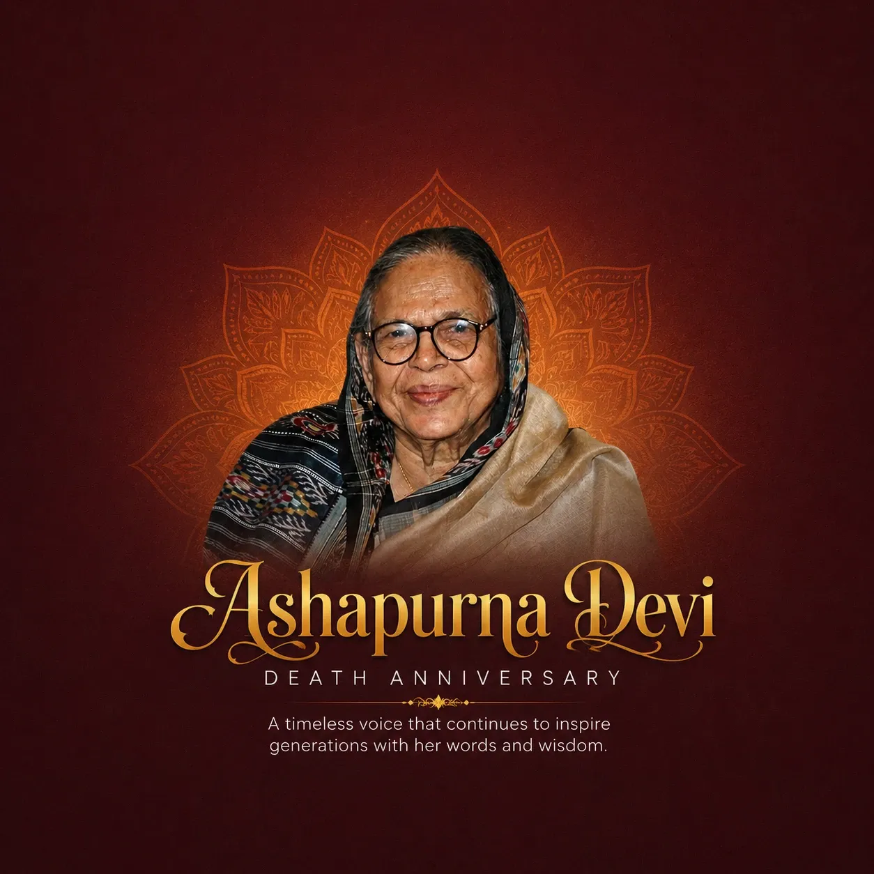 Ashapurna Devi Death Anniversary Poster Template