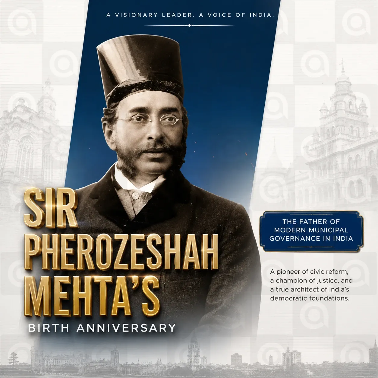 Sir Pherozeshah Mehta's birth anniversary Poster Template - Design 5
