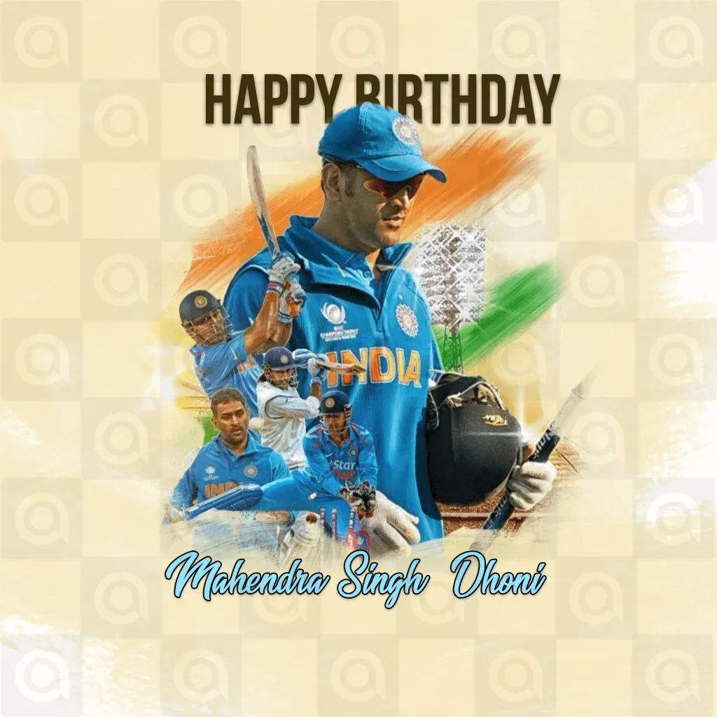 MS Dhoni Birthday Poster Template
