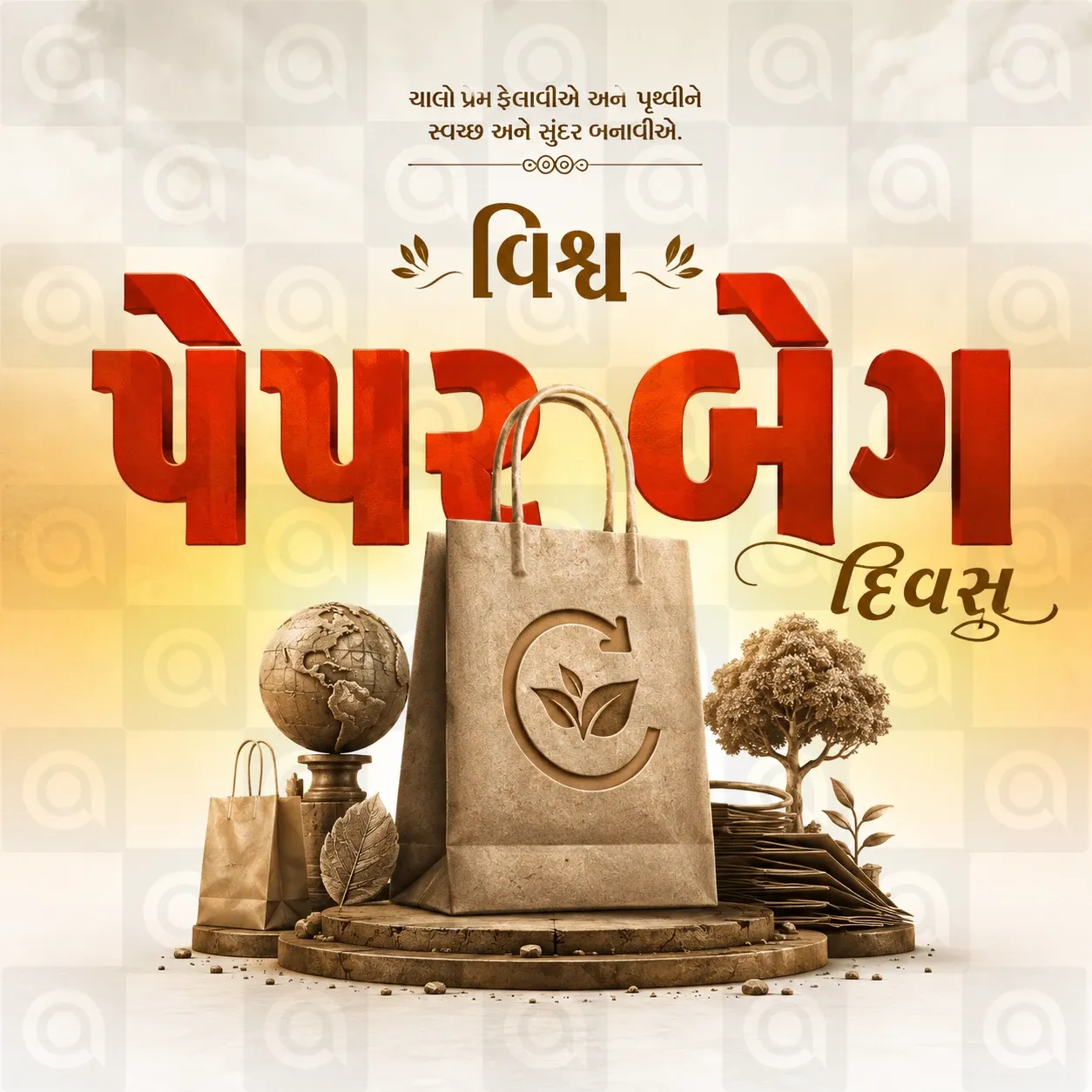 World Paper Bag Day Poster Template