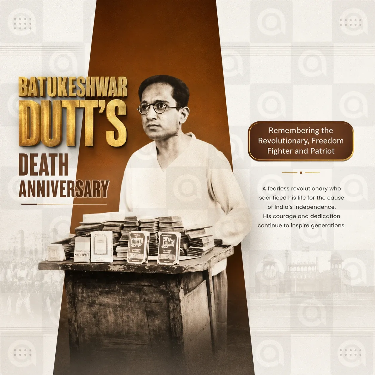 Batukeshwar Dutt's death anniversary Poster Template
