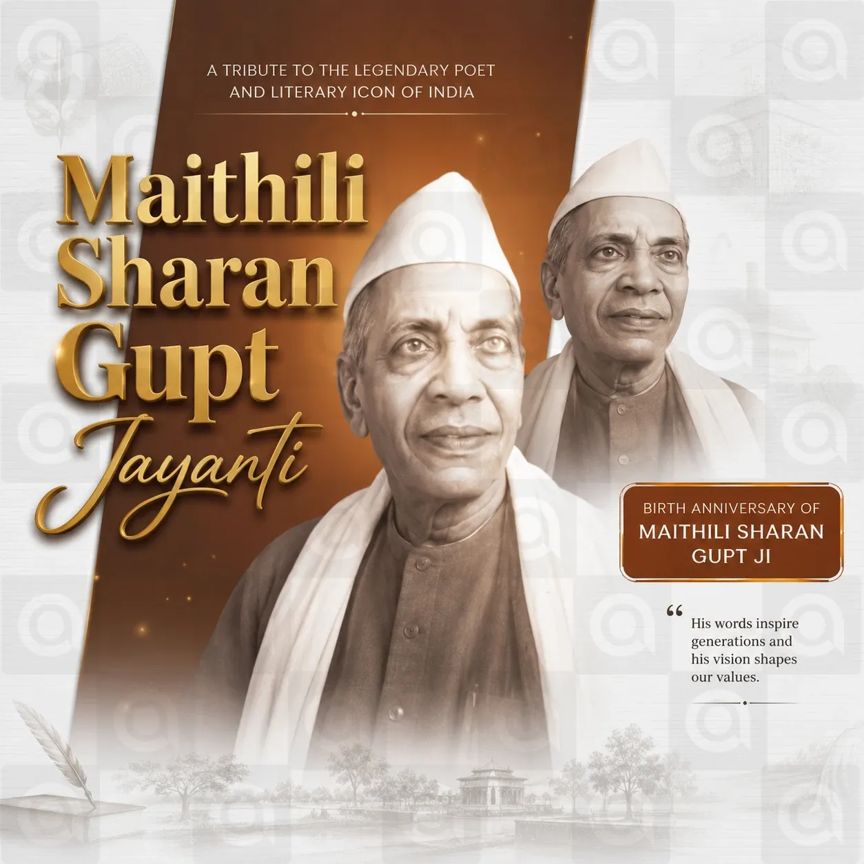 Maithili Sharan Gupt Jayanti Poster Template - Design 1