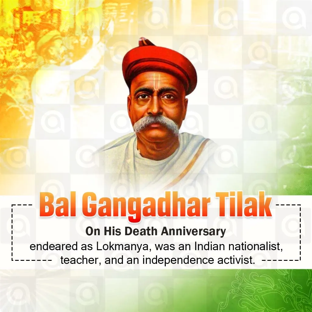 Bal Gangadhar Tilak's death anniversary Poster Template