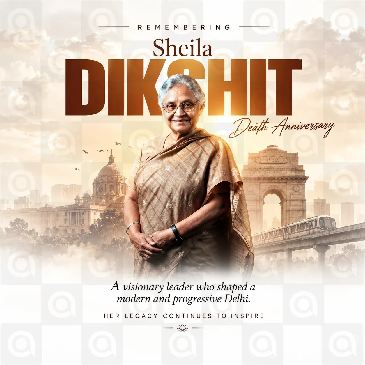 Sheila Dikshit's death anniversary Poster Template