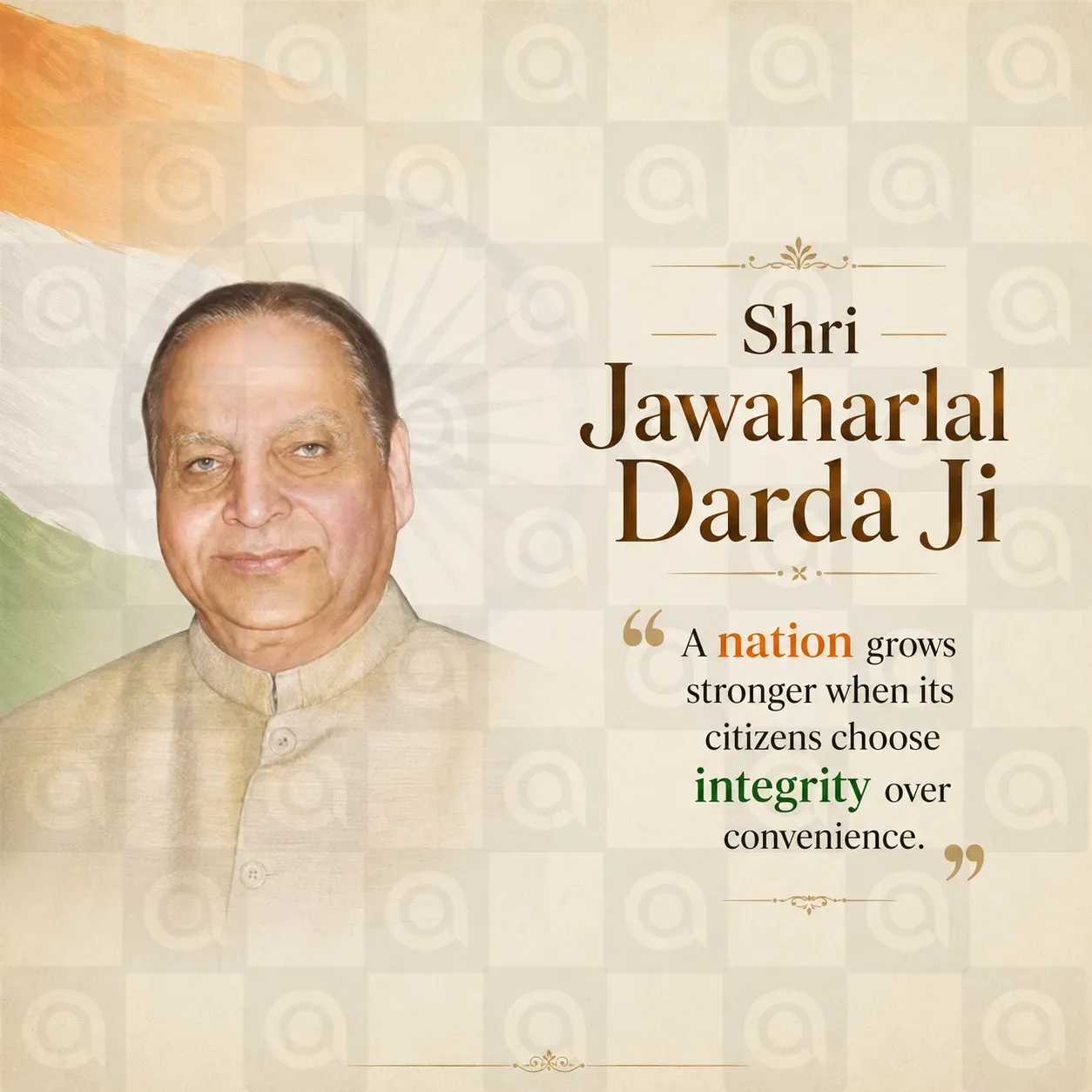 Shri Jawaharlal Darda Ji Poster Template - Free Download