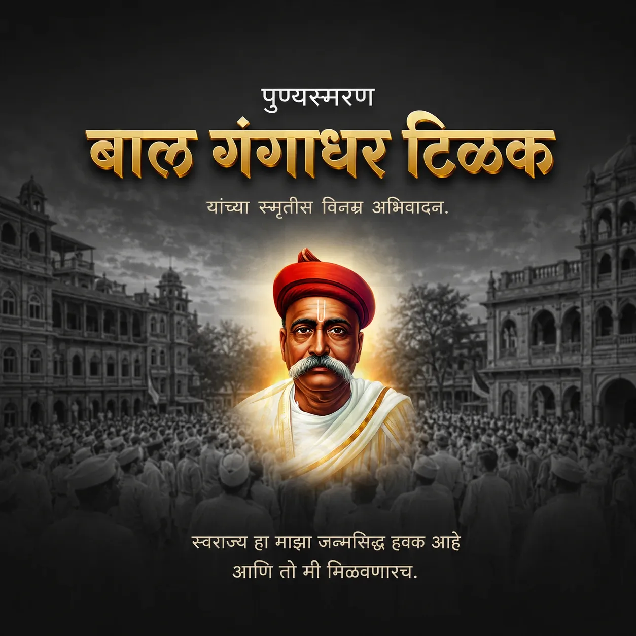 Bal Gangadhar Tilak's death anniversary Poster Template - Design 2