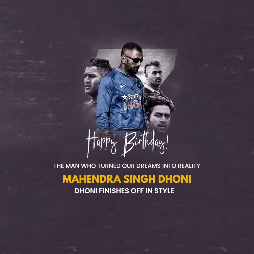 MS Dhoni Birthday Poster Template - Design 5