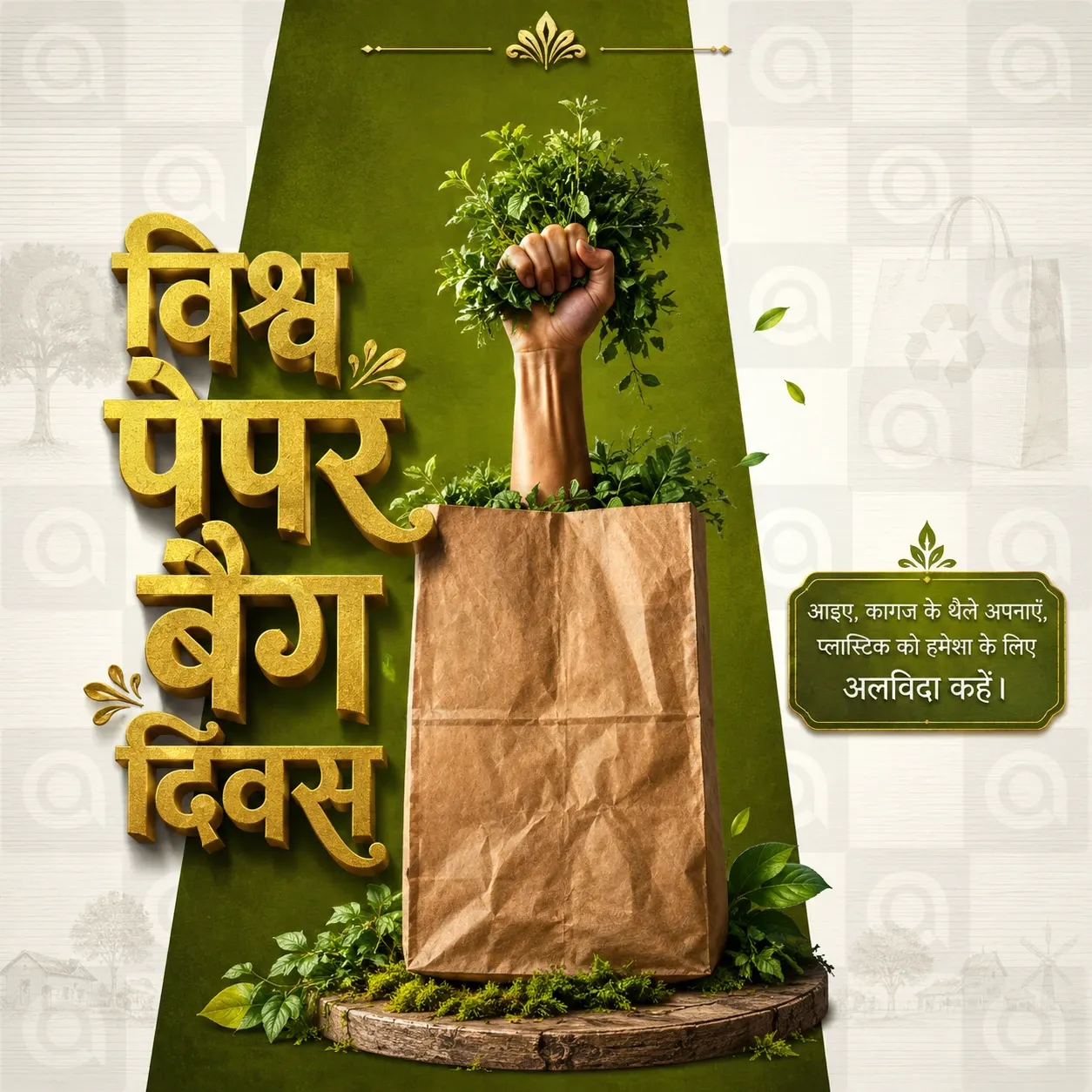 World Paper Bag Day Poster Template