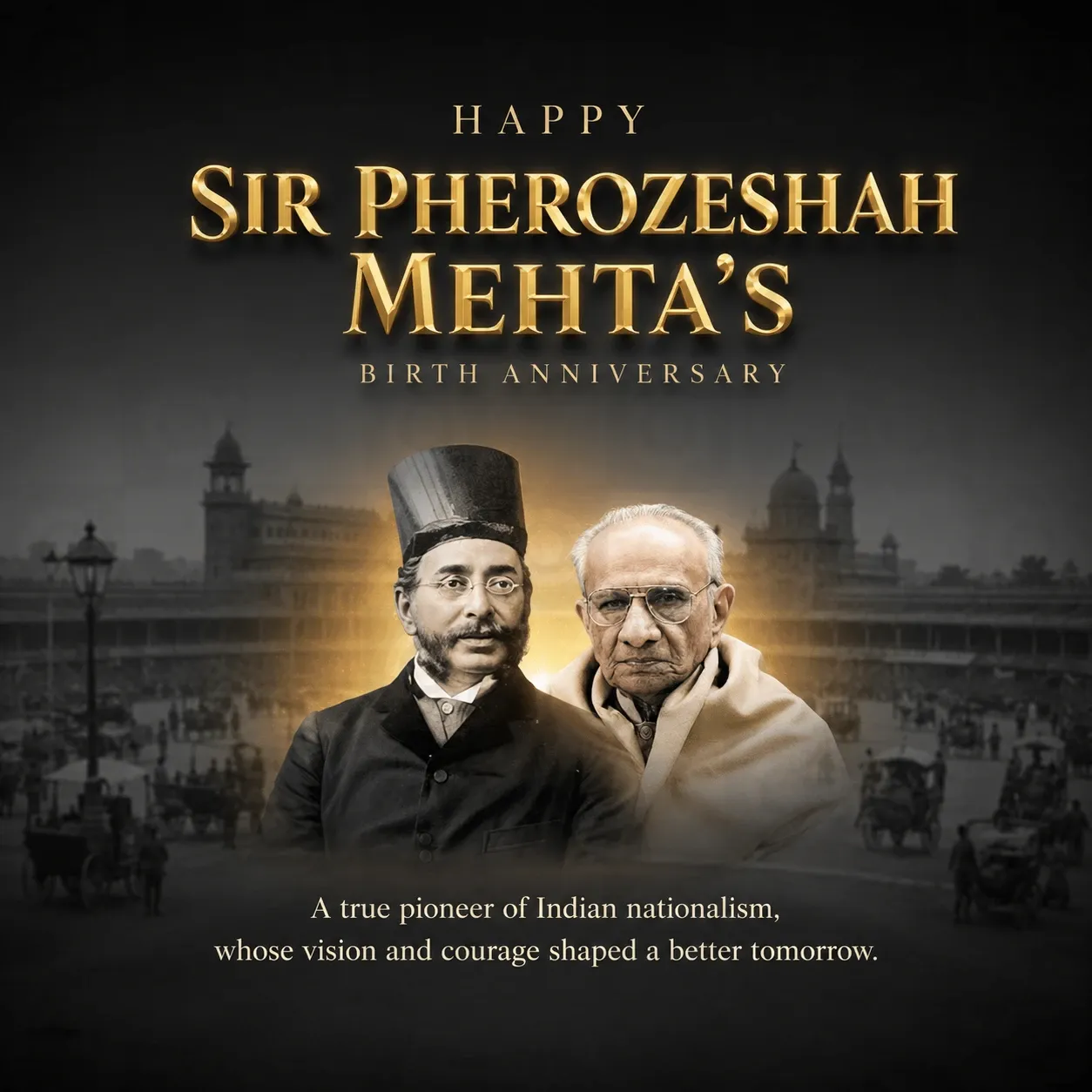 Sir Pherozeshah Mehta's birth anniversary Poster Template - Design 1