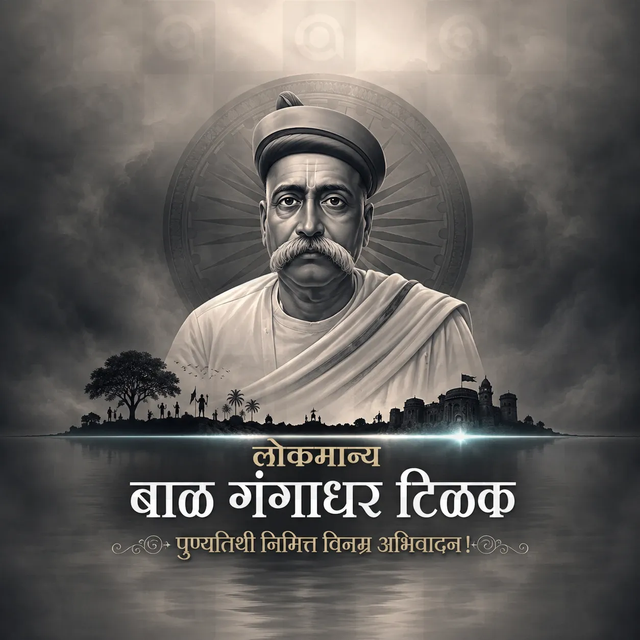 Bal Gangadhar Tilak's death anniversary Poster Template