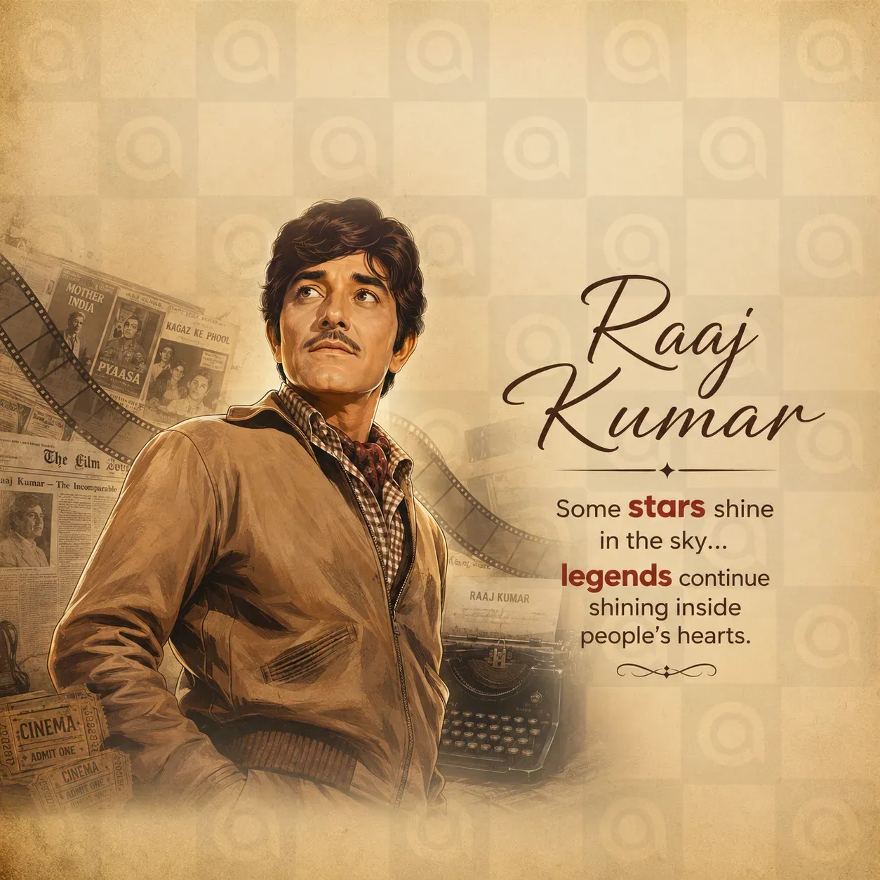 Raaj Kumar Death Anniversary Poster Template - Free Download