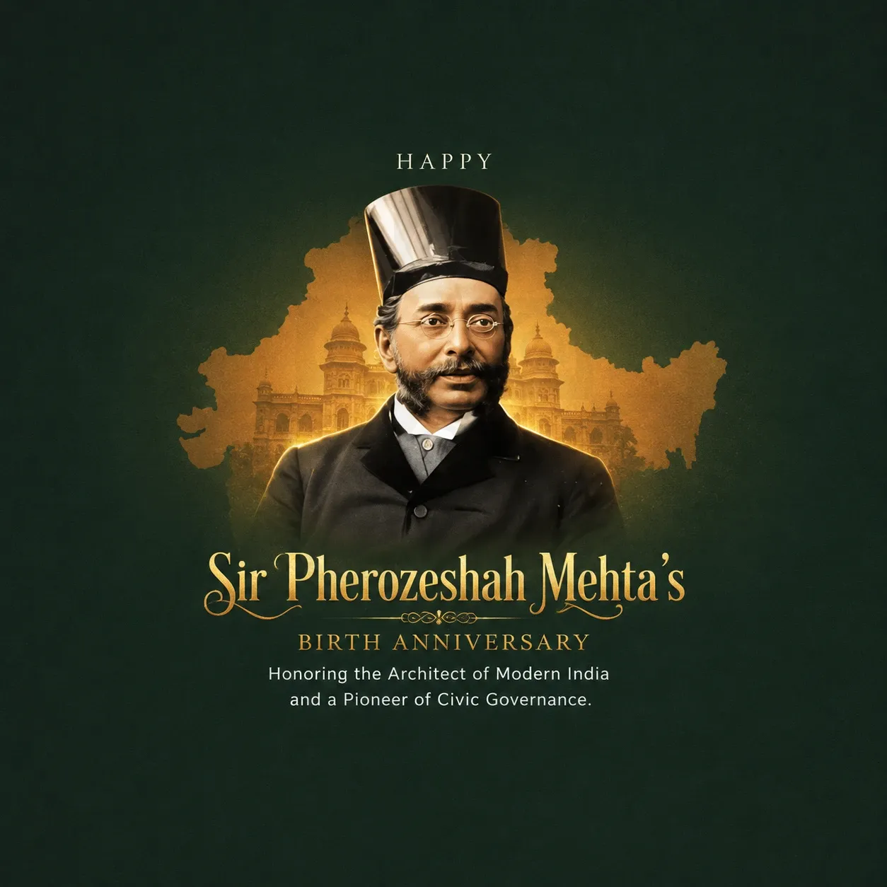 Sir Pherozeshah Mehta's birth anniversary Poster Template - Design 4