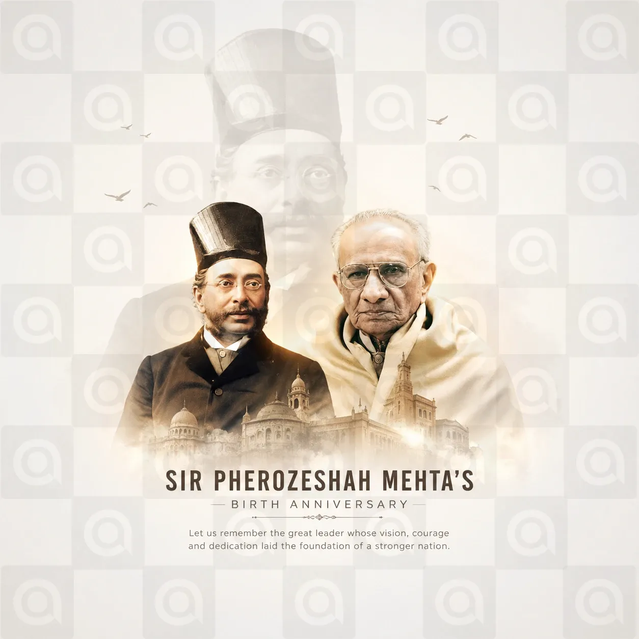 Sir Pherozeshah Mehta's birth anniversary Poster Template - Design 3