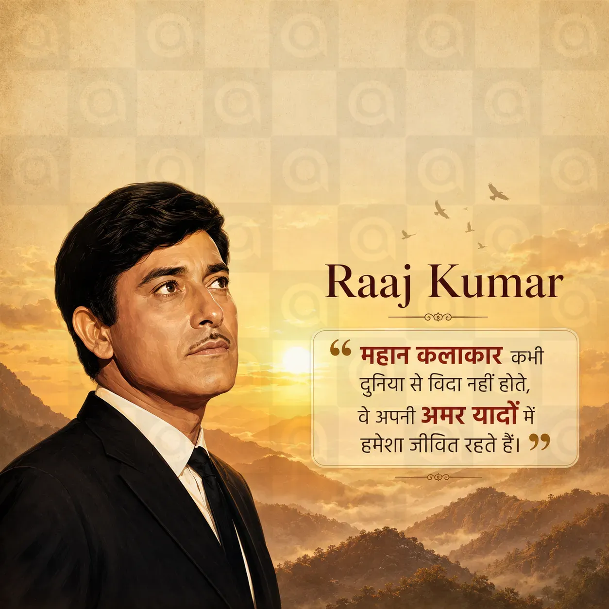 Raaj Kumar Death Anniversary Poster Template