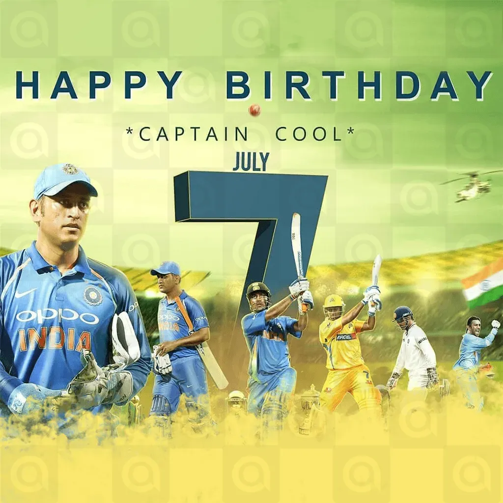 MS Dhoni Birthday Poster Template