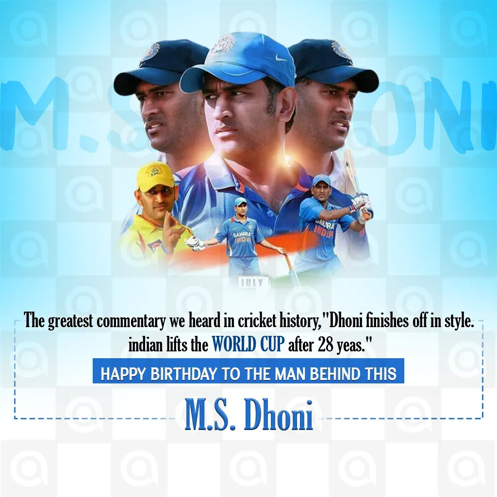 MS Dhoni Birthday Poster Template