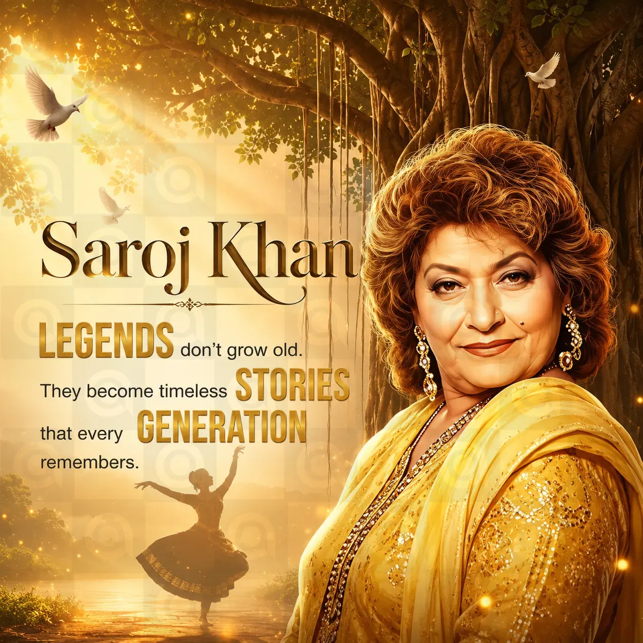 Saroj Khan Death Anniversary Poster Template
