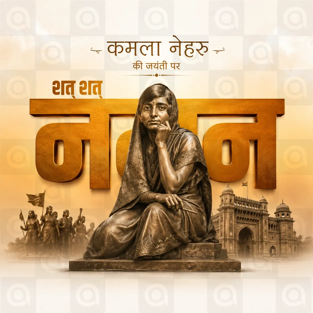 Kamala Nehru's birth anniversary Poster Template