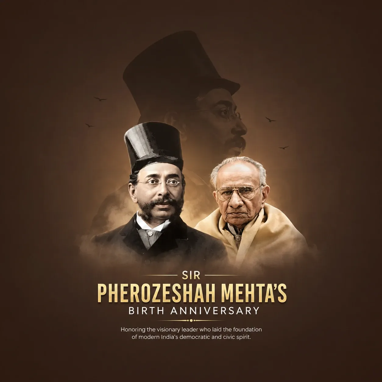 Sir Pherozeshah Mehta's birth anniversary Poster Template - Design 2