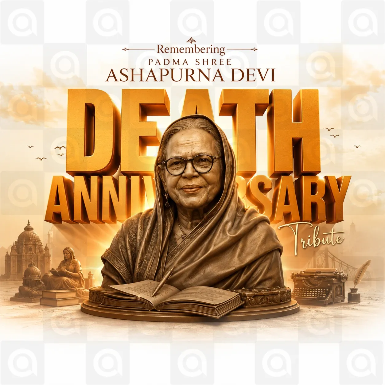 Ashapurna Devi Death Anniversary Poster Template